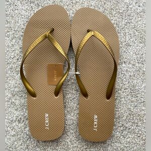 Brand New Jcrew Gold Flip Flops Size 10M
